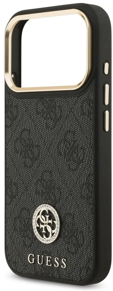 GUESS dėklas, skirtas IPHONE 17 Pro, suderinamas su MagSafe GUHMP17LP4GRMDEK (PU W/ 4G Strass Logo) juodas