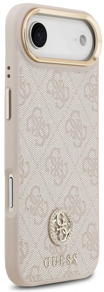 GUESS dėklas, skirtas IPHONE 17 Air, suderinamas su MagSafe GUHMP17MP4GRMDEP (PU su 4G Strass logotipu), rožinis
