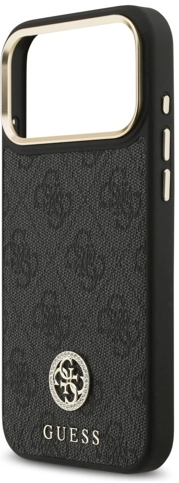 GUESS dėklas, skirtas IPHONE 17 Pro Max, suderinamas su MagSafe GUHMP17XP4GRMDEK (PU W/ 4G Strass Logo) juodas