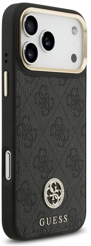 GUESS dėklas, skirtas IPHONE 17 Pro Max, suderinamas su MagSafe GUHMP17XP4GRMDEK (PU W/ 4G Strass Logo) juodas