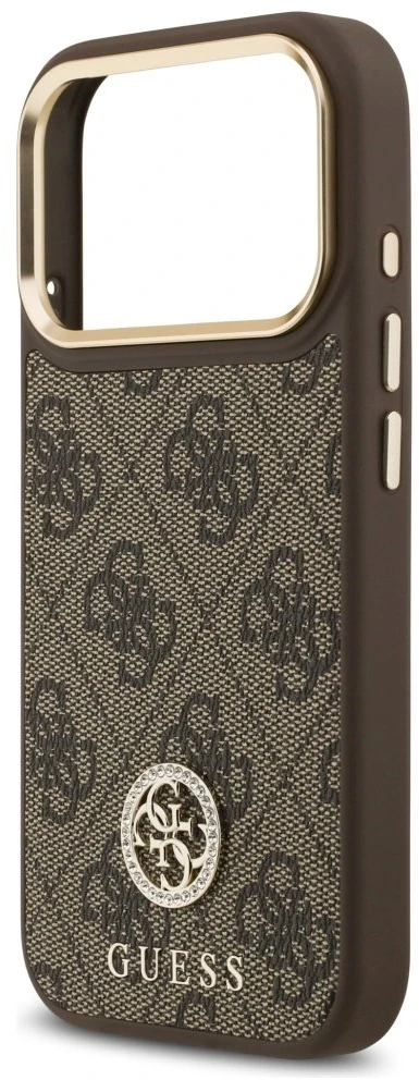 GUESS dėklas, skirtas IPHONE 17 Pro, suderinamas su MagSafe GUHMP17LP4GRMDEW (PU su 4G Strass logotipu), ruda