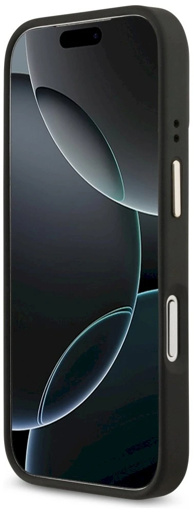 GUESS dėklas, skirtas IPHONE 17 Pro, suderinamas su MagSafe GUHMP17LP4GRMDEK (PU W/ 4G Strass Logo) juodas
