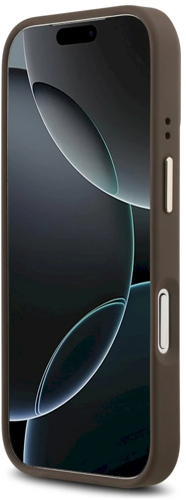 GUESS dėklas, skirtas IPHONE 17 Pro, suderinamas su MagSafe GUHMP17LPG4SEMCW (PU su 4G juostele), rudas