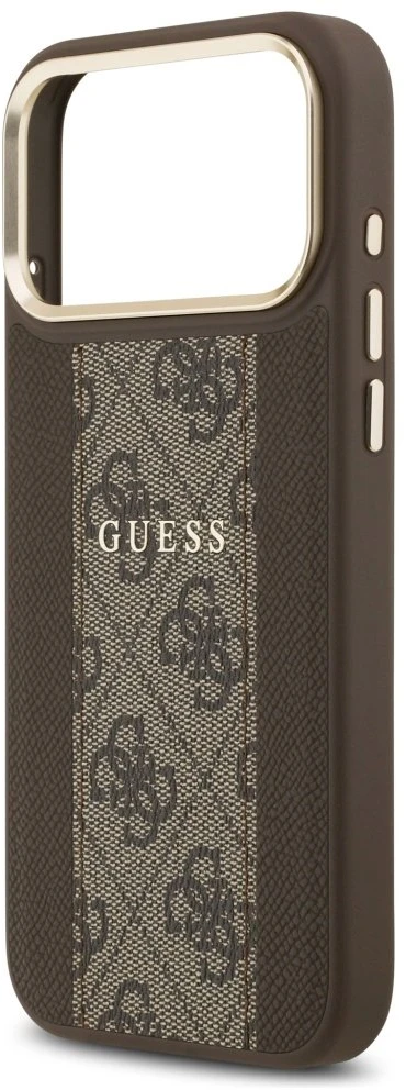 „Guess 4G Stripe MagSafe“ dėklas, skirtas „iPhone 17 Pro Max“ – ruda