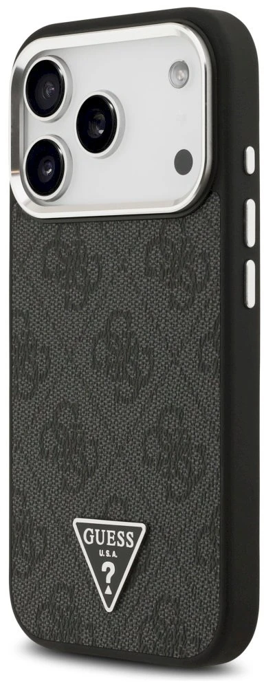 Dėklas Guess 4G Triangle Logo MagSafe Apple iPhone 17 Pro juodos spalvos sidabrinis