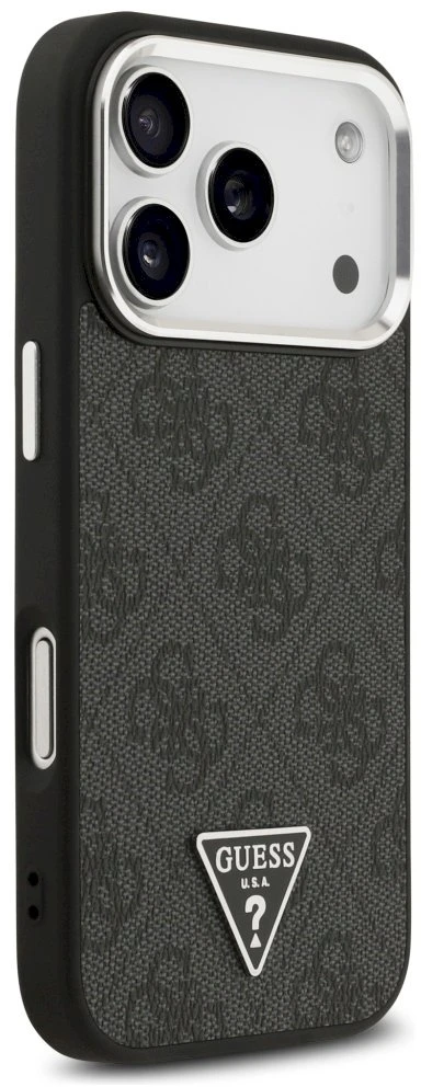 Dėklas Guess 4G Triangle Logo MagSafe Apple iPhone 17 Pro juodos spalvos sidabrinis