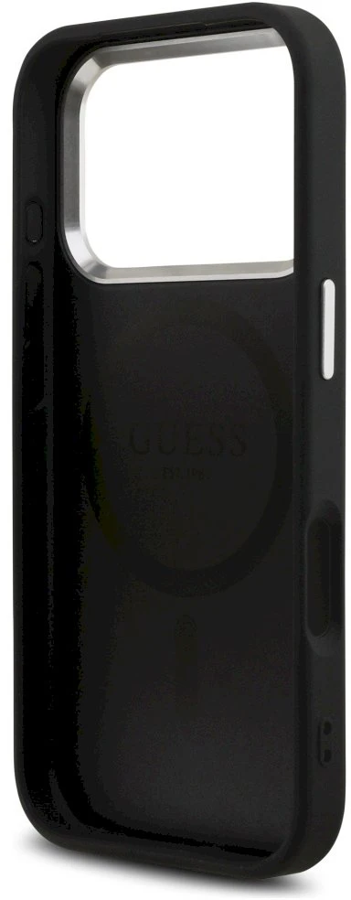 Dėklas Guess 4G Triangle Logo MagSafe Apple iPhone 17 Pro juodos spalvos sidabrinis