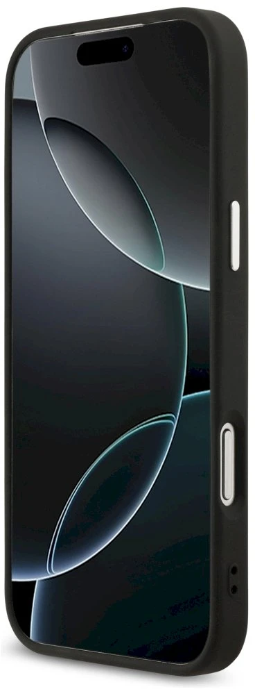 Dėklas Guess 4G Triangle Logo MagSafe Case, skirtas iPhone 17 Pro Max / 18 Pro Max - Juodos ir Sidabrinės spalvos