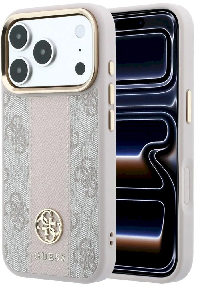 Dėklas Guess Case for IPHONE 18 Pro/17 Pro compatible with MagSafe (Stripe Round and Classic Logos 4G) pink