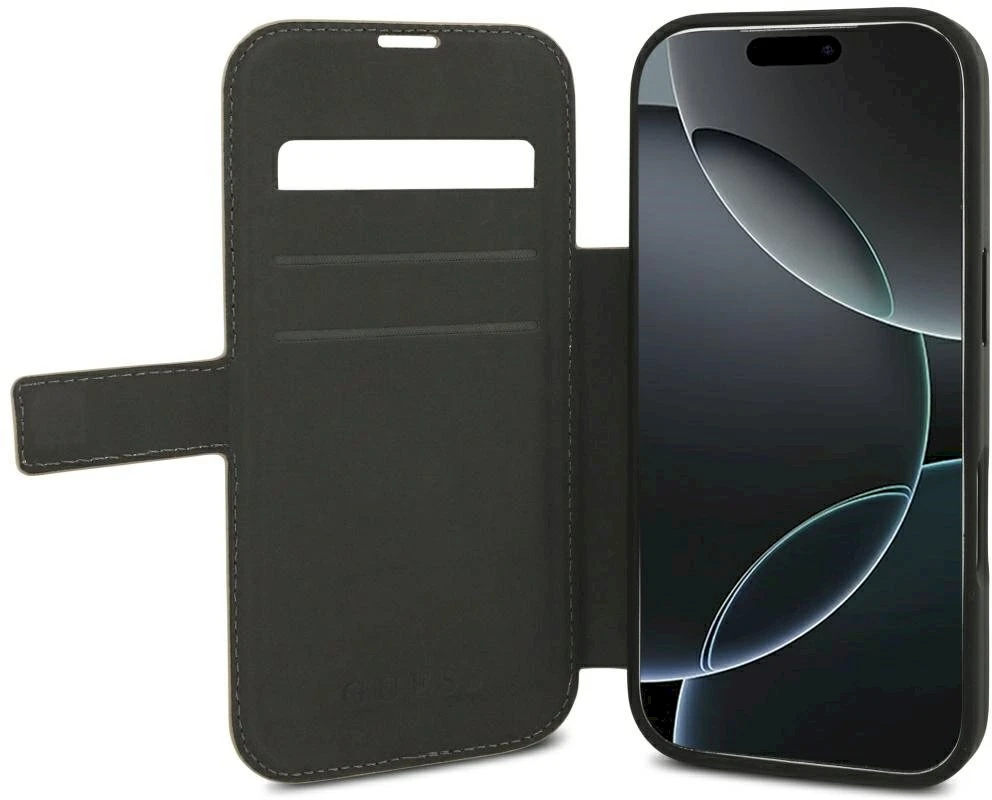 Dėklas Guess Book 4G Metal Logo Case for iPhone 18 Pro / 17 Pro - Rožinė