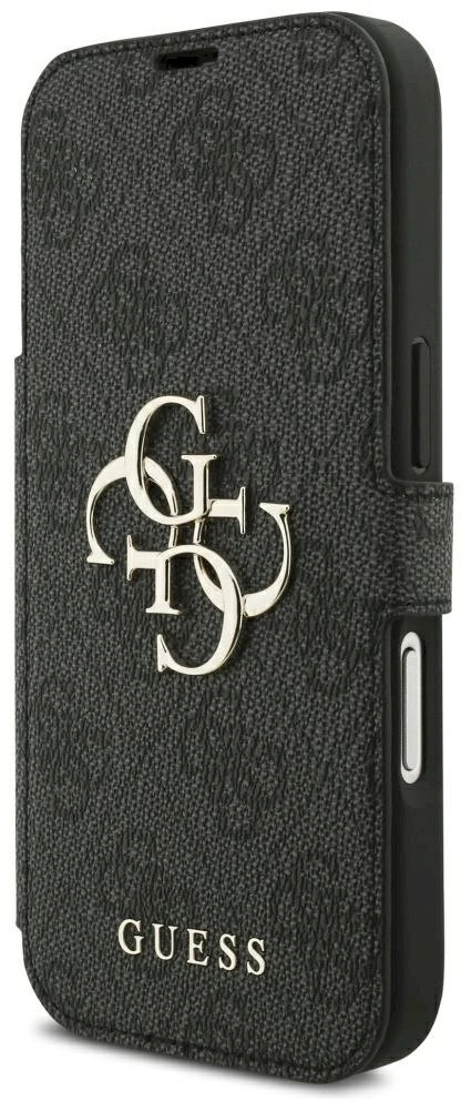 Dėklas Guess Book 4G Metal Logo Case, skirta iPhone 18 Pro / 17 Pro – Juoda