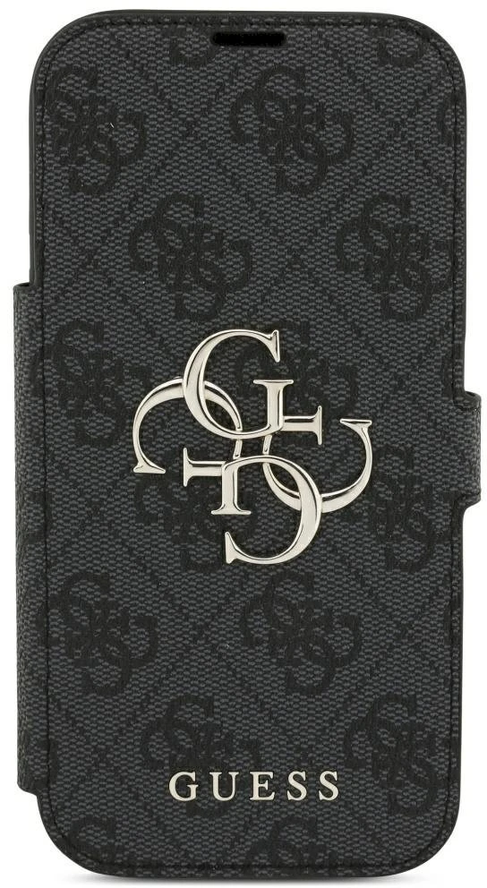 Dėklas Guess Book 4G Metal Logo Case, skirta iPhone 18 Pro / 17 Pro – Juoda
