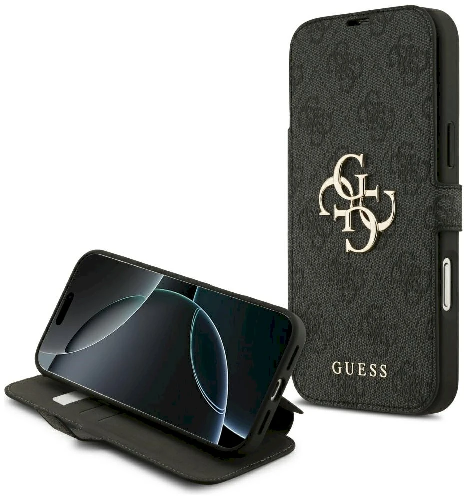 Dėklas Guess Book 4G Metal Logo Case for iPhone 18 Pro Max / 17 Pro Max - Juoda