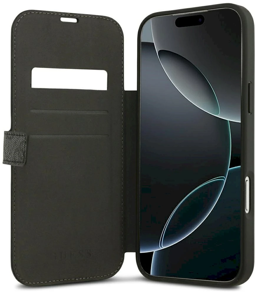 Dėklas Guess Book 4G Metal Logo Case for iPhone 18 Pro Max / 17 Pro Max - Juoda