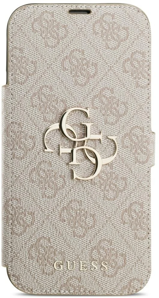 Dėklas Guess Book 4G Metal Logo Case, skirta iPhone 18 Pro Max / 17 Pro Max - Rožinė