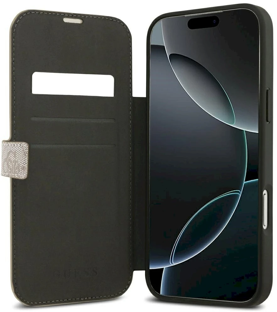 Dėklas Guess Book 4G Metal Logo Case, skirta iPhone 18 Pro Max / 17 Pro Max - Rožinė
