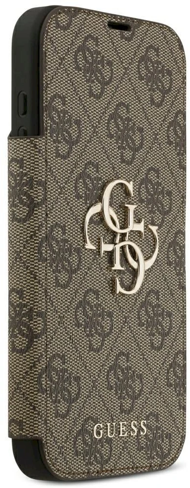 Guess Book 4G Metal Logo dėklas, skirtas iPhone 18 Pro Max / 17 Pro Max – Ruda