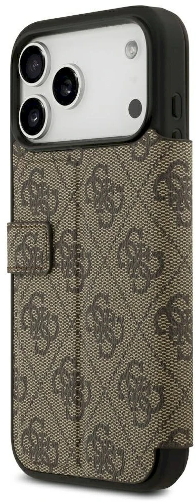 Guess Book 4G Metal Logo dėklas, skirtas iPhone 18 Pro Max / 17 Pro Max – Ruda