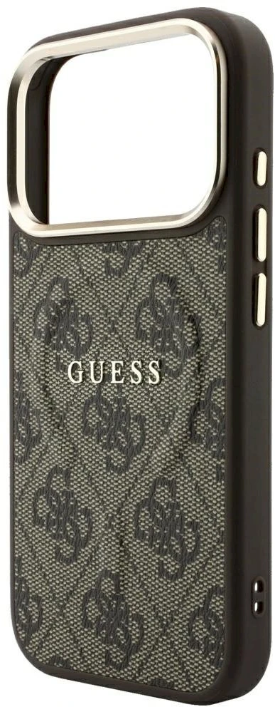 Guess Embossed 4G Classic MagSafe dėklas skirtas iPhone 18 Pro / iPhone 17 Pro rudas
