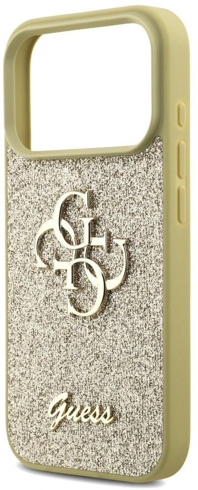 Guess Fixed Glitter Big 4G dėklas skirtas Apple iPhone 17 Pro auksinis