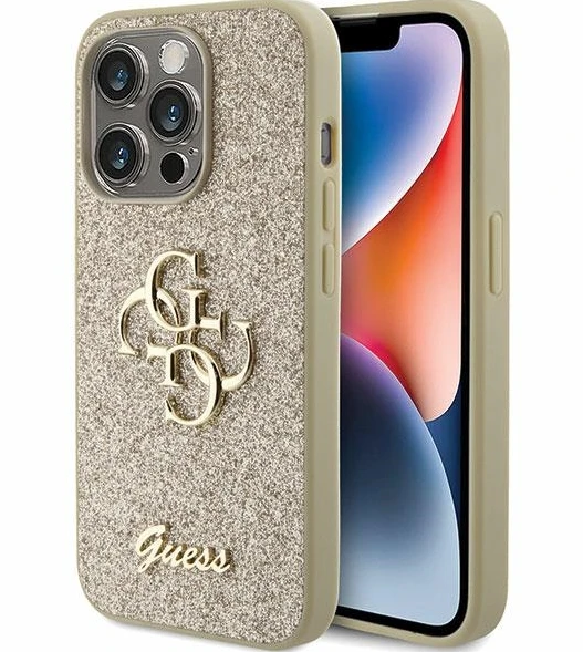 Dėklas GUESS GUHCP15MHG4SGD IPHONE 15 PLUS / 14 PLUS 6.7 "GOLD / GOLD HARDCASE GLITTER SCRIPT BIG 4G