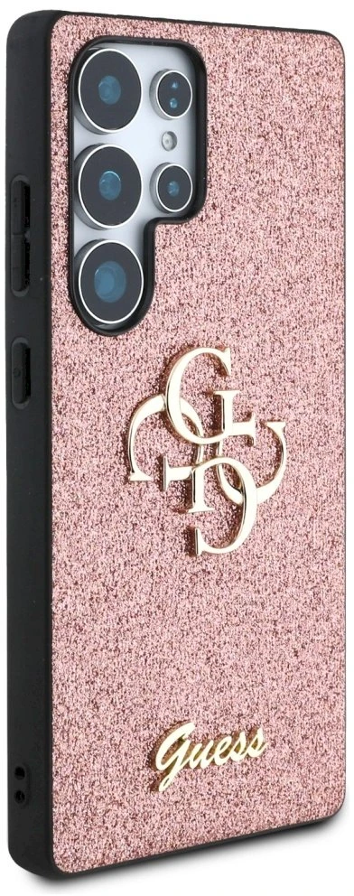 Dėklas Guess Fixed Glitter Big 4G Metal Logo Samsung Galaxy S25 Ultra rožinės spalvos