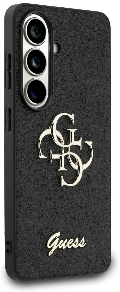 Dėklas Guess Fixed Glitter Big 4G Metal Logo Samsung Galaxy S26 juodos spalvos