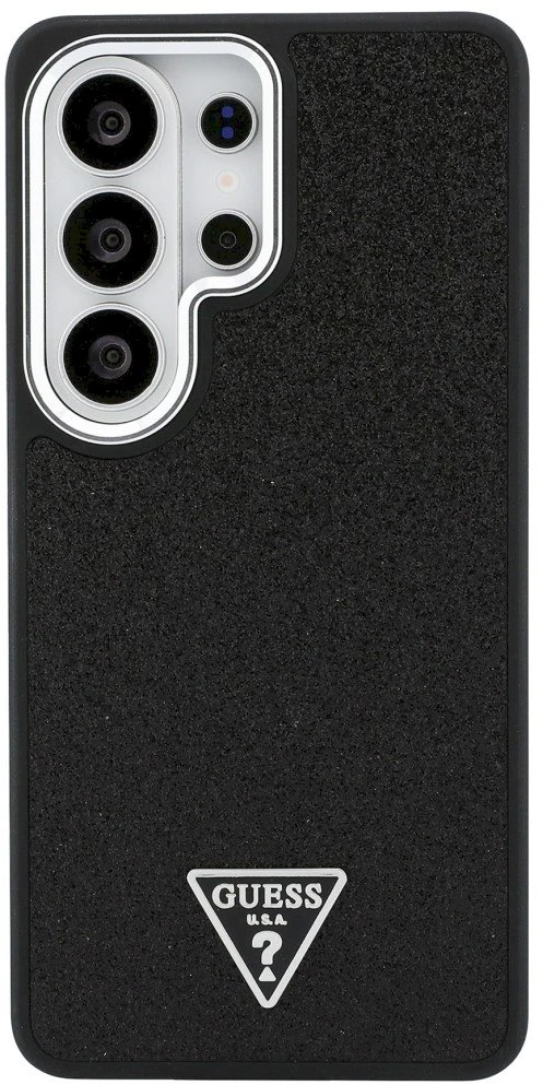 Dėklas Guess Fixed Glitter Triangle MagSafe Samsung Galaxy S26 Ultra juodos spalvos
