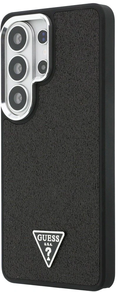 Dėklas Guess Fixed Glitter Triangle MagSafe Samsung Galaxy S26 Ultra juodos spalvos