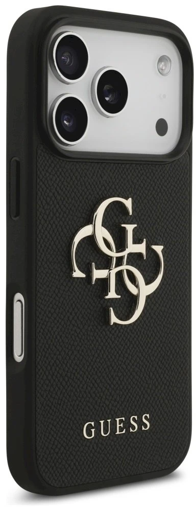 Original dėklas GUESS Grained Big 4G & Classic Logo skirtas Apple iPhone 17 Pro juodos spalvos