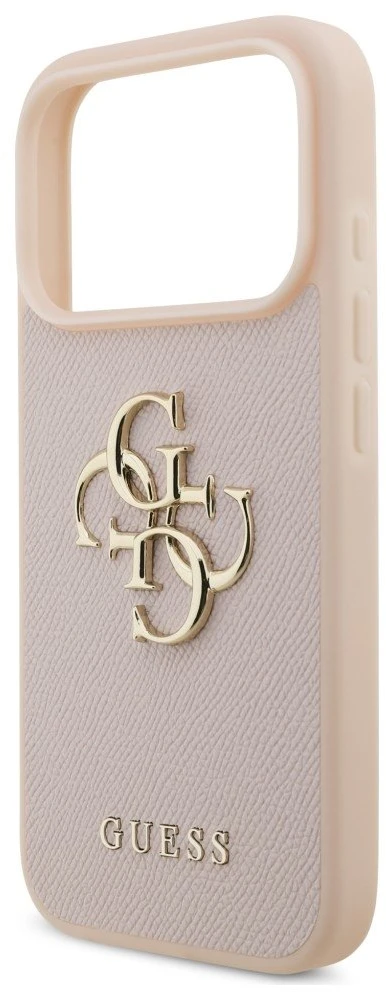 Originalus GUESS Grained Big 4G & Classic Logo dėklas Apple iPhone 17 Pro, rausvas