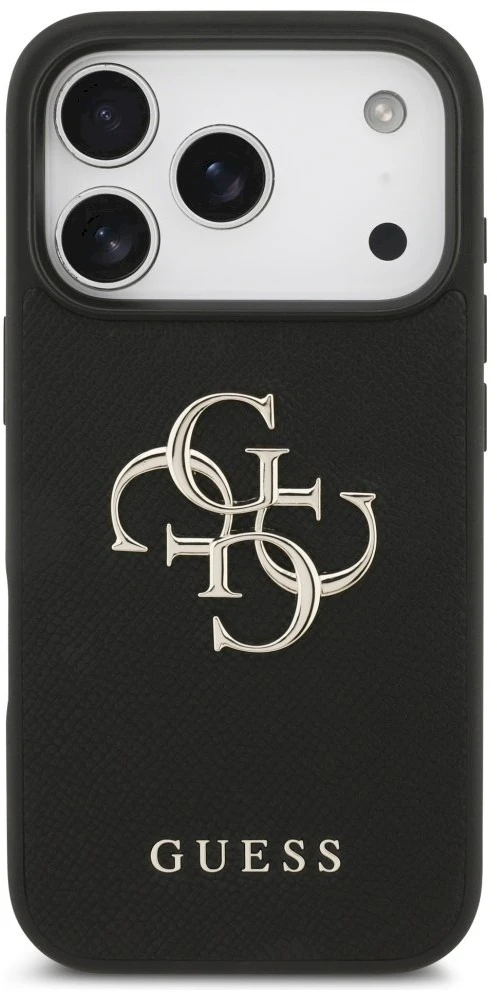 Original dėklas GUESS Grained Big 4G & Classic Logo skirtas Apple iPhone 17 Pro juodos spalvos