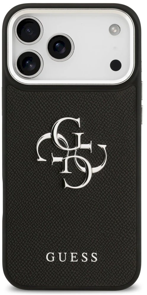 Dėklas Guess Grained Big 4G Classic Logo iPhone 17 Pro Max juodos spalvos