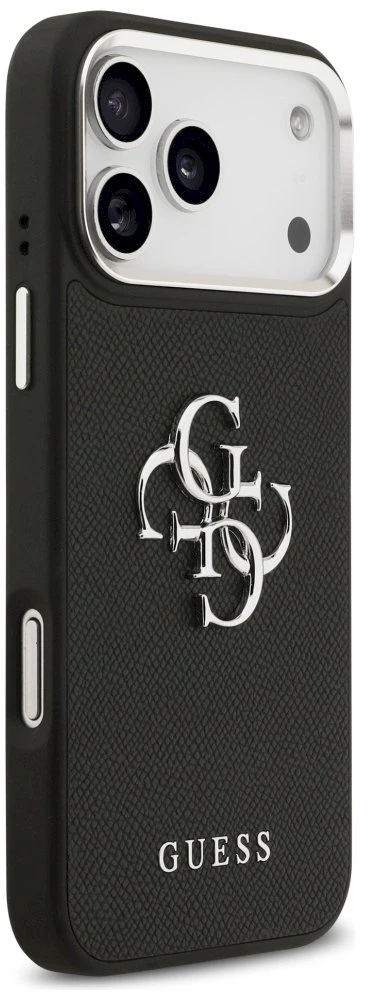 Dėklas Guess Grained Big 4G Classic Logo iPhone 17 Pro Max juodos spalvos