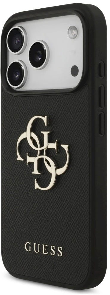 Original dėklas GUESS Grained Big 4G & Classic Logo skirtas Apple iPhone 17 Pro juodos spalvos