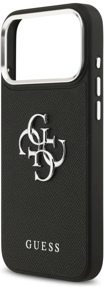 Dėklas Guess Grained Big 4G Classic Logo iPhone 17 Pro Max juodos spalvos