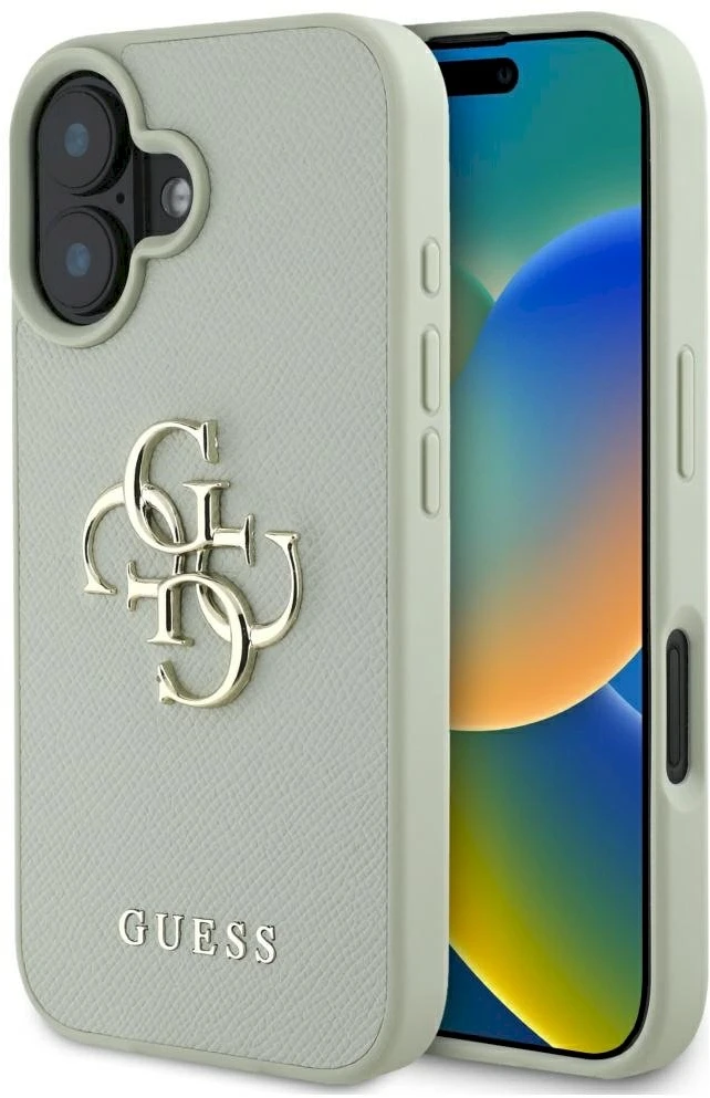 Dėklas Guess Grained Big 4G Logo Small Classic Logo Apple iPhone 16 žalias
