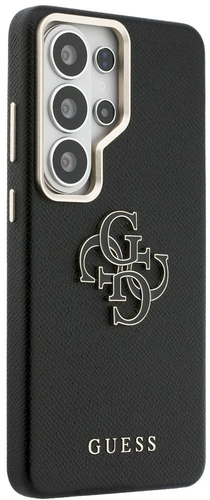 Guess PU 4G Resin Metal Logo dėklas skirtas Samsung Galaxy S26 Ultra juodos spalvos