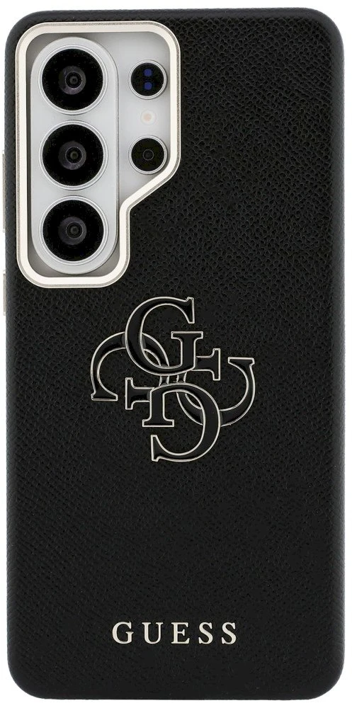 Guess PU 4G Resin Metal Logo dėklas skirtas Samsung Galaxy S26 Ultra juodos spalvos
