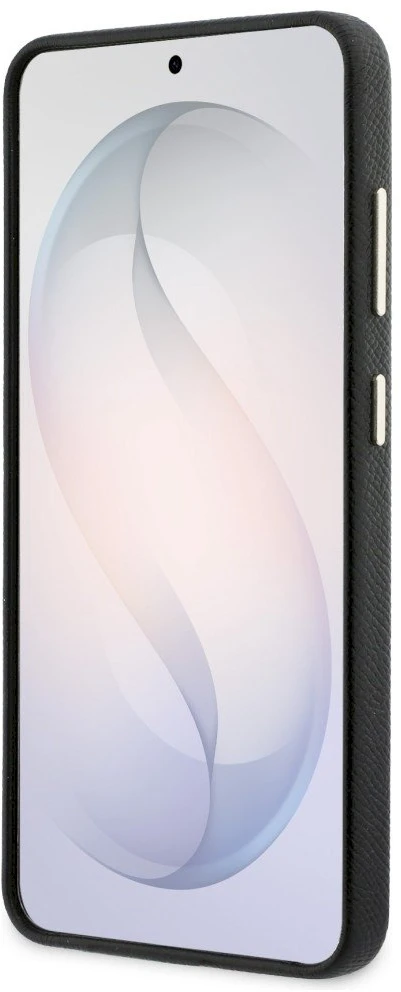 Guess PU 4G Resin Metal Logo dėklas skirtas Samsung Galaxy S26+ juodos spalvos