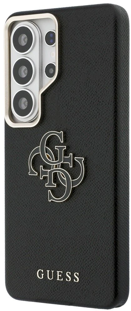 Guess PU 4G Resin Metal Logo dėklas skirtas Samsung Galaxy S26 Ultra juodos spalvos