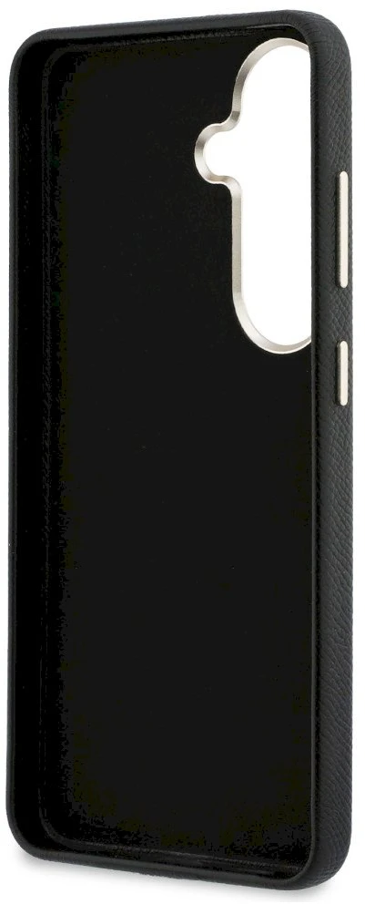 Guess PU 4G Resin Metal Logo dėklas skirtas Samsung Galaxy S26 juodos spalvos