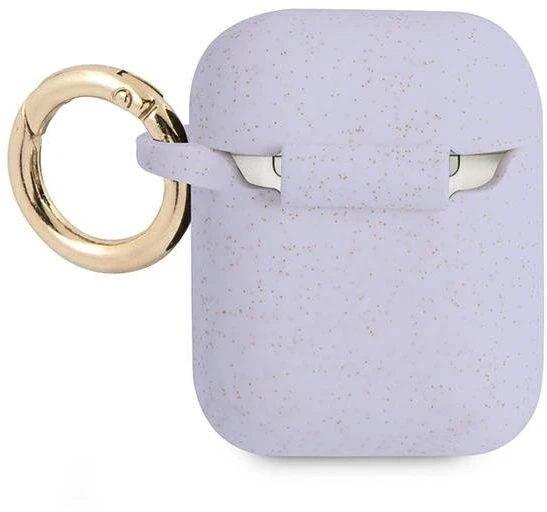 Dėklas Guess GUA2SGGEU „AirPods“ dangtelis yra purpurinis / violetinis silikono blizgesys