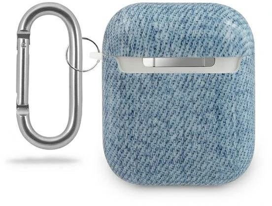 Guess apsauginis dėklas GUACA2TPUJULLB džinsų kolekcija AirPods 1/2 mėlyna
