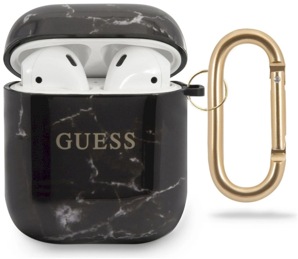 Guess GUACA2TPUMABK AirPods 1/2 cover juoda/juodas Marble Collection