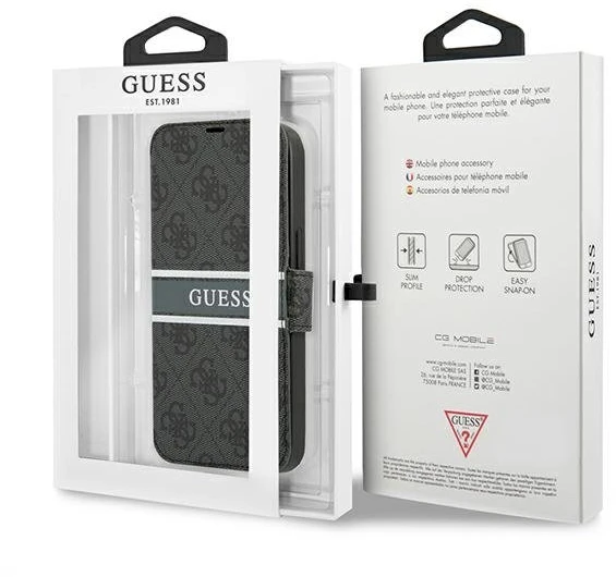 Dėklas Guess GUBKP13L4GDGR iPhone 13 Pro / 13 6.1" pilkas/pilkas book 4G Stripe