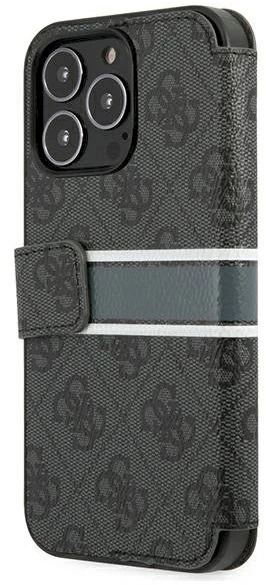 Dėklas Guess GUBKP13L4GDGR iPhone 13 Pro / 13 6.1" pilkas/pilkas book 4G Stripe