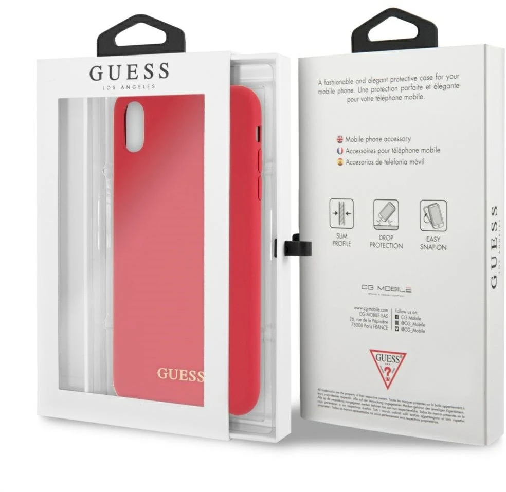 Guess GUHCI65LSGLRE iPhone Xs Max raudonas/raudonas kietas silikoninis dėklas