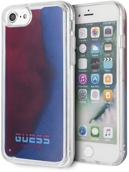 Dėklas Guess California Glow tamsiame dėkle, skirta iPhone 7 / 8 / SE 2020 - raudona