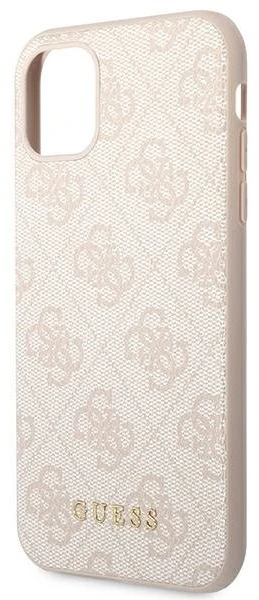 Guess GUHCN61G4GFPI Apple iPhone 11 6,1″ rožinės spalvos kietas dėklas 4G Metal Gold Logo